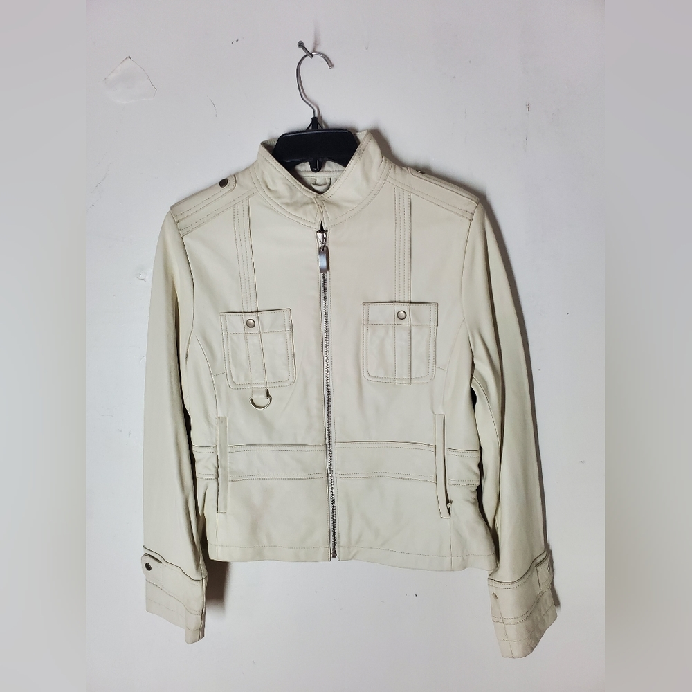 Wilson Leather Beige Leather Jacket, Medium